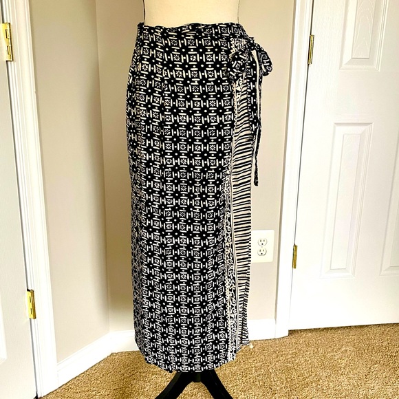 VINTAGE STYLEWORKS BLOCK PRINT ADJUSTABLE SARONG WRAP SKIRT - Picture 1 of 8